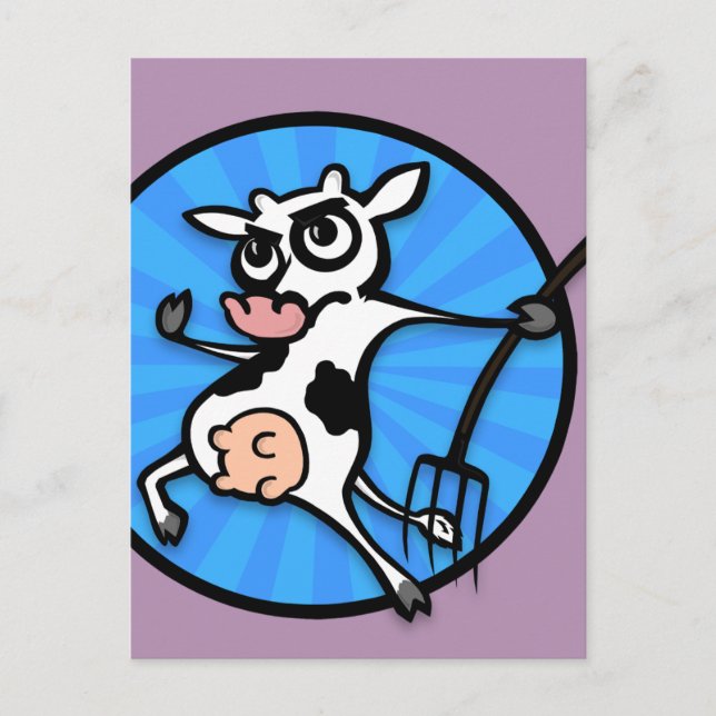 VACA DE CARTÃO ENGRAÇADA COM CARTÃO POSTAL PITCHFO (Frente)