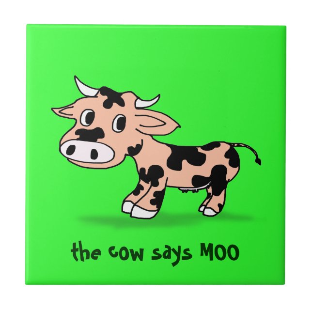 Vaca de Cartoon Padrão em Verde com Moo (Frente)