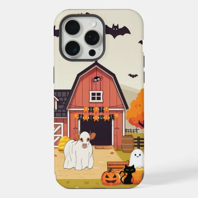 Vaca de Halloween fofa e fazenda (Verso)