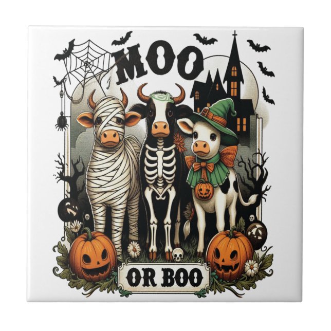 Vaca de Halloween Moo ou Boo (Frente)