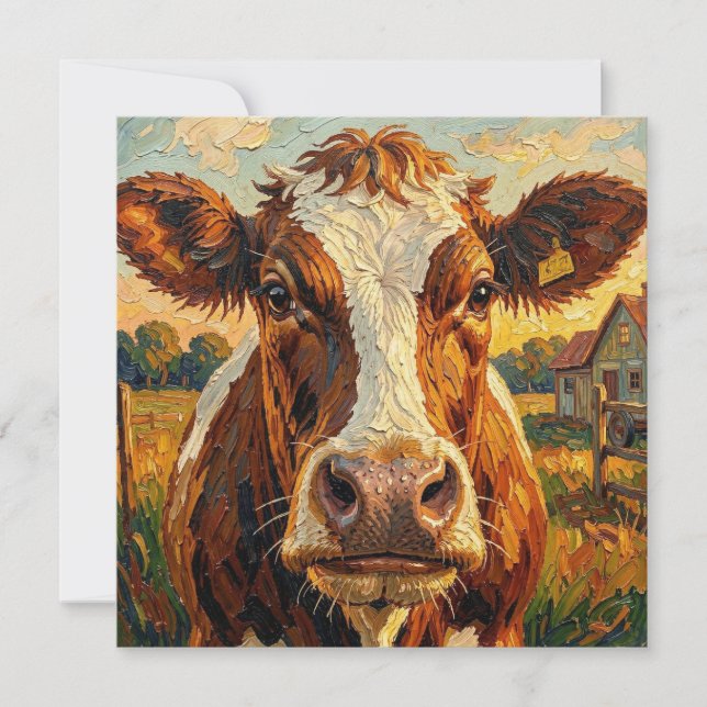 Vaca de Impasto Fofa no Quadro da Fazenda em Branc (Frente)