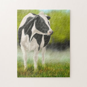 Vaca de raça Holstein no Quebra-cabeça de Pastur