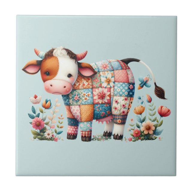 Vaca De Sistema Whimsical Com Acentos Florais (Frente)