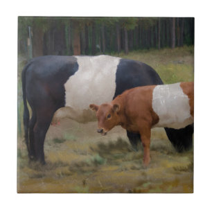 Vaca e vitela cercadas com textura
