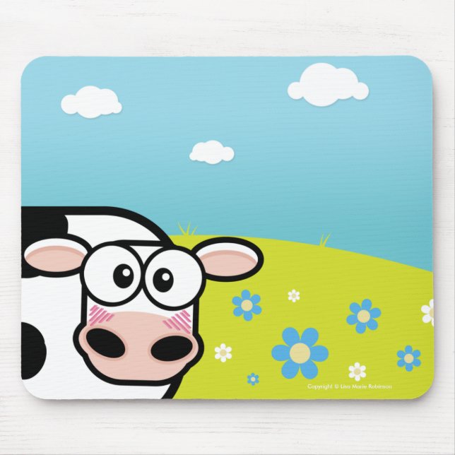 Vaca embaraçado Mousepads dos desenhos animados (Frente)