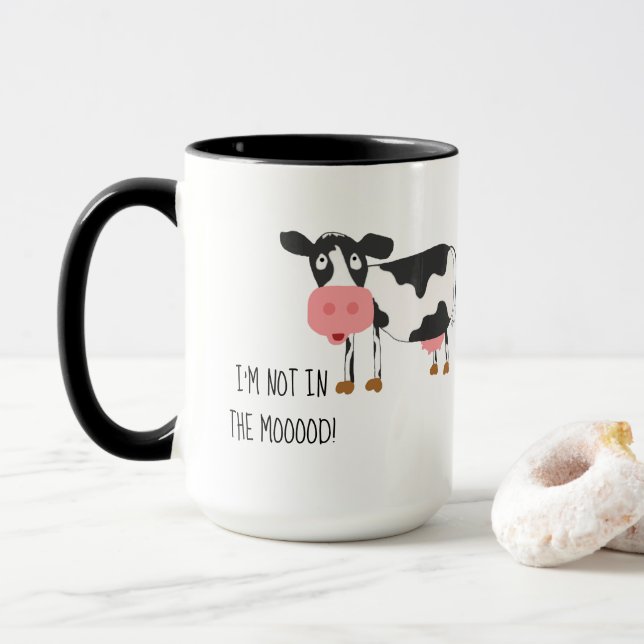 Vaca Engraçada Não Está Na Caneca De Mooood (Com Donut)