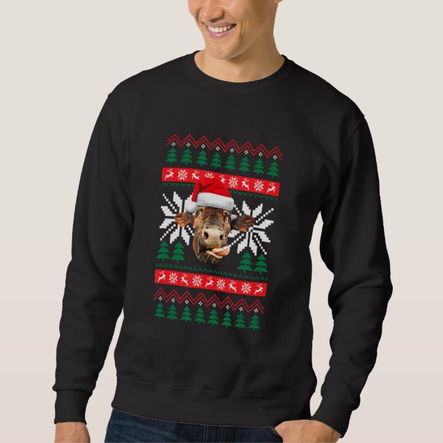Vaca Feia De Natal Estilo De Suéter Santa Hat Faze (Frente)