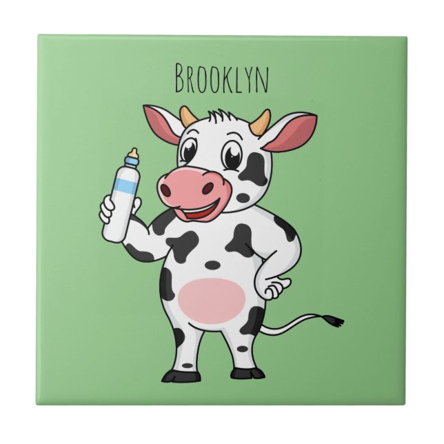 Vaca feliz com cartum de mamadeira (Frente)