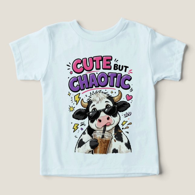 Vaca fofa mas caótica com café com gelo (Design frontal)