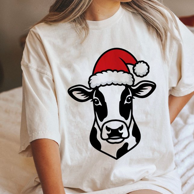 Vaca Fofa Vestindo Chapéu de Papai Noel Feriado (Criador carregado)