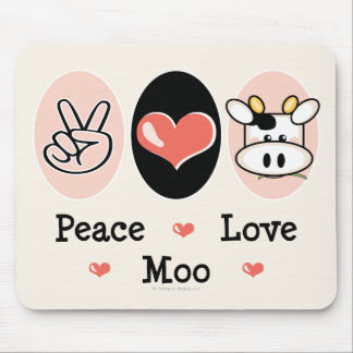 Vaca Mousepad do MOO do amor da paz