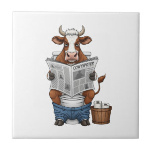 Vaca no vaso sanitário PNG, Animal de fazenda engr