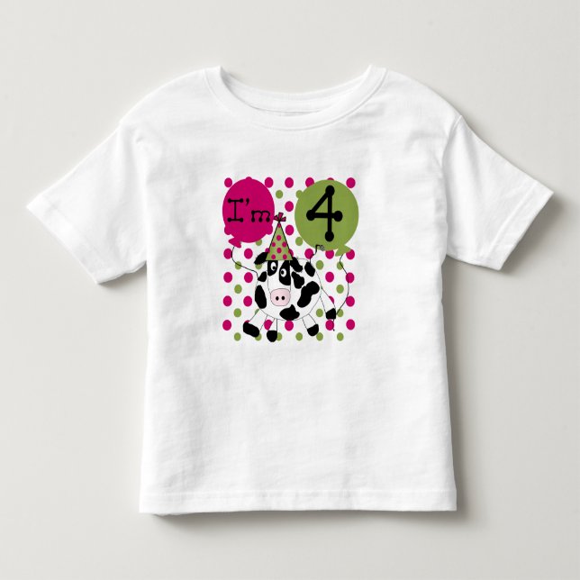 Vaca rosa 4º Camisetas e presentes de aniversário (Frente)