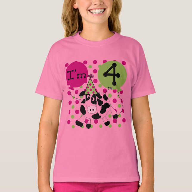 Vaca rosa 4º Camisetas e presentes de aniversário (Frente)