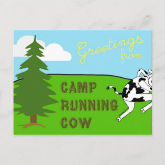 Vaca Running do acampamento - cartão