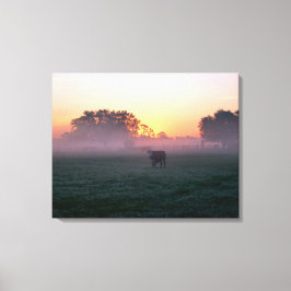 Vaca rural na Canvas de 3 painéis de sunrise
