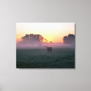 Vaca rural na Canvas de 3 painéis de Sunrise