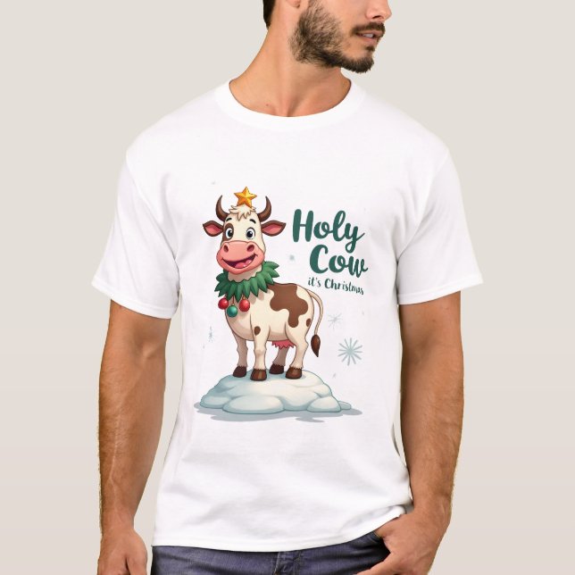 Vaca Sagrada É Natal Eu Camiseta Vaca De Xmas (2) (Frente)