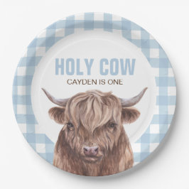 Vaca sagrada estou um prato de papel de aniversári