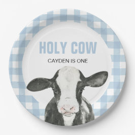 Vaca sagrada estou um prato de papel de aniversári