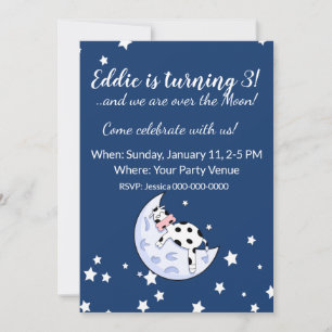 Vaca sobre o Convite de Aniversário da Lua