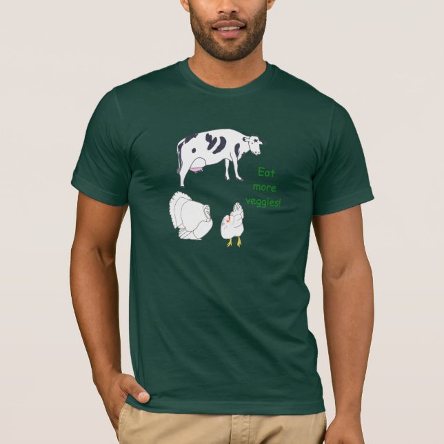 Vaca Turquia Galinha Come mais camisetas de vegeta (Frente)