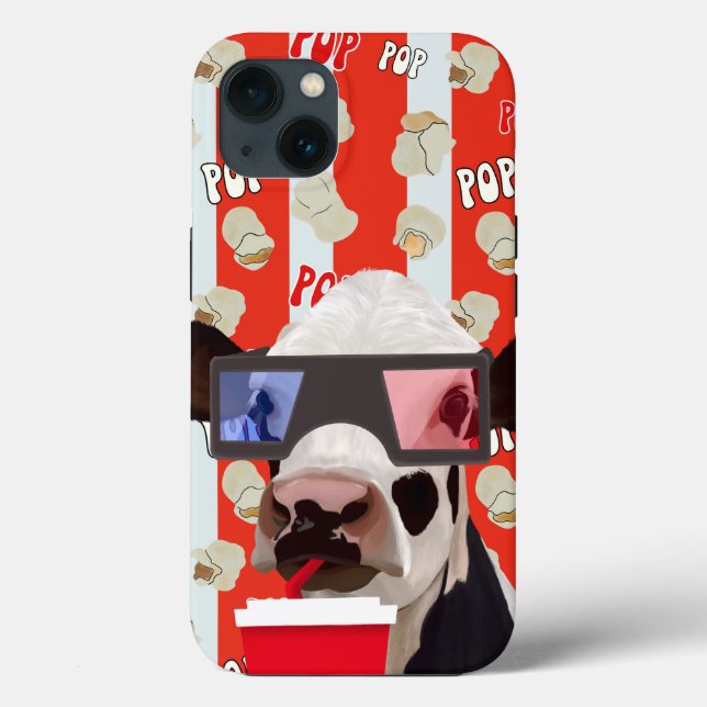Vaca Whimsical Retro Popcorn Divertida - Stripes V (Verso)