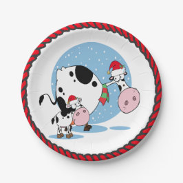 Vacas De Natal Com Pratos De Noel Hats