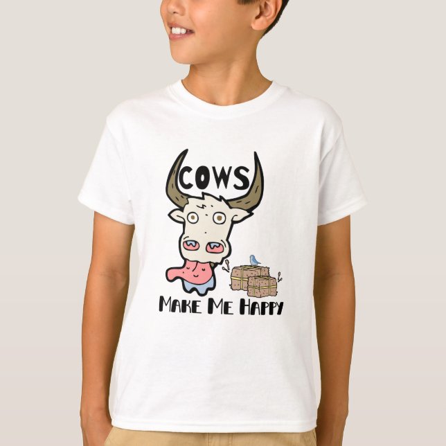 Vacas Me Fazem Feliz Vaca Vaca Camiseta Garotas T- (Frente)