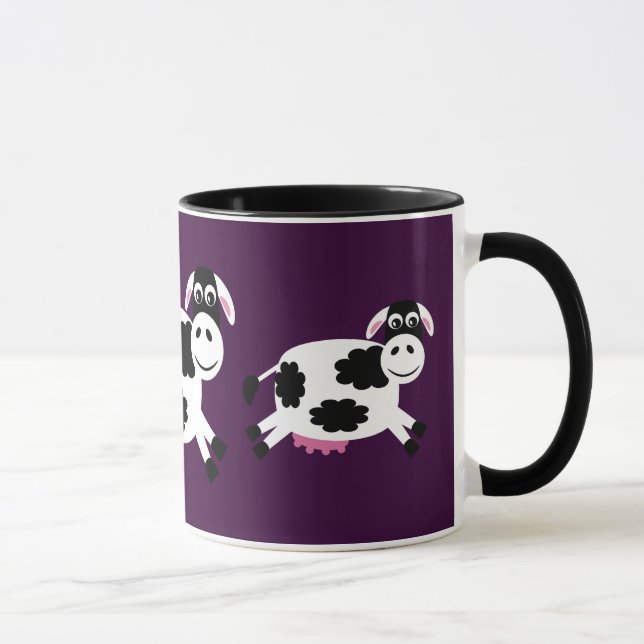 Vacas Running bonitos roxas & caneca preta da (Direita)