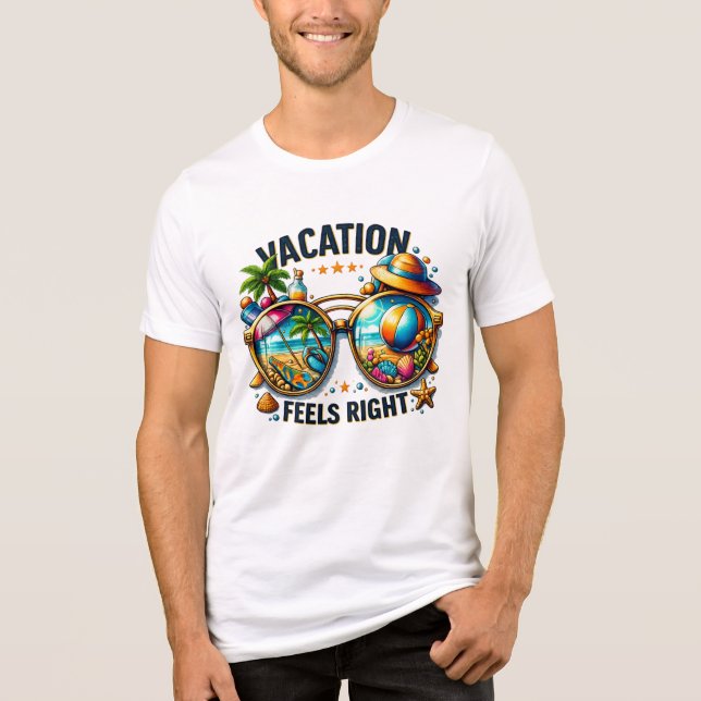 Vacation Feels Right Tri-Blend T-Shirt USA (Frente)