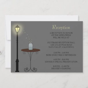 Vaga-lumes e cartão de recepção de casamento de ja