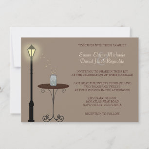 Vagalumes e convite para casamento de Mason Jar