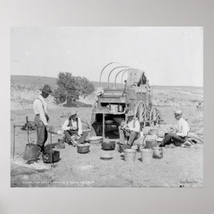 Vagão do acampamento em um poster do ajuntamento