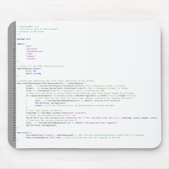 Vai o código Mousepad (Frente)