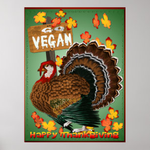 Vai o poster da Vegan-Acção de graças