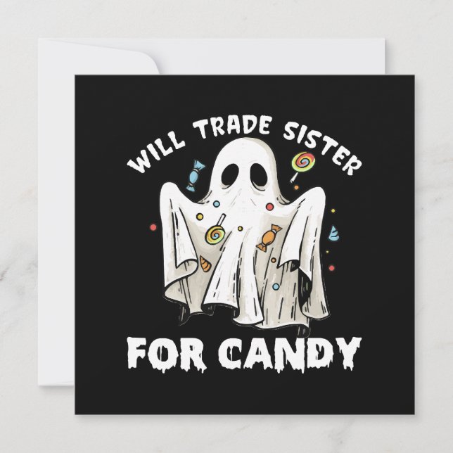 vai trocar irmã por doces fantasma fofo de hallowe (Frente)