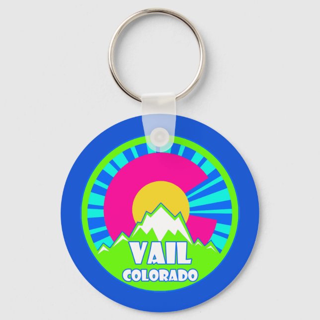 Vail Colorado, montanhas neon chaveiro (Verso)