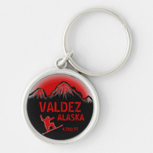 Valdez Alaska Red Snowboard chaveiro