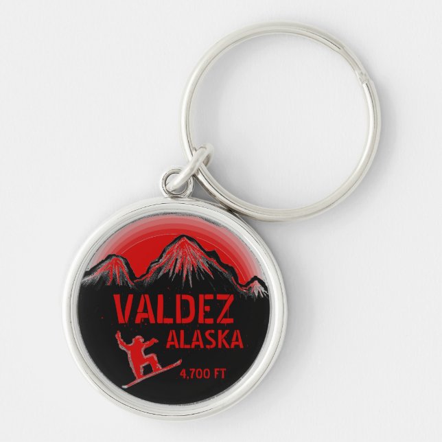 Valdez Alaska Red Snowboard chaveiro (Frente)