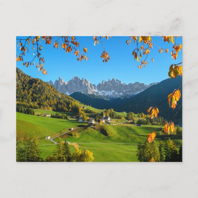 Vale de Val di Funes com cartão postal de outono (Frente)