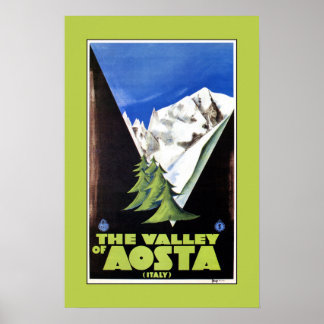 Vale do poster de viagens dos Alpes de Aosta Itáli