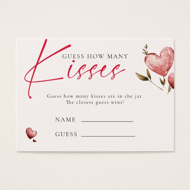 Valentine Bridal Shower How Many Kisses Game (Frente)