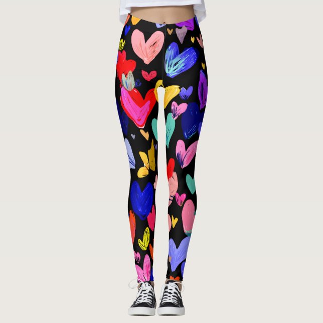 Valentine’s Day Leggings – Romantic Heart Pattern  (Frente)