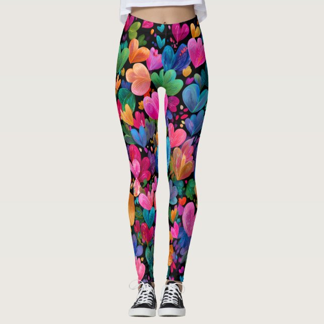 Valentine’s Day Leggings – Romantic Heart Pattern  (Frente)