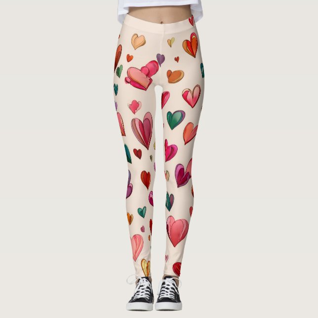 Valentine’s Day Leggings – Romantic Heart Pattern  (Frente)