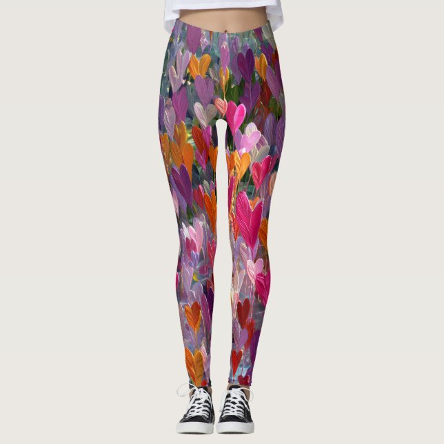 Valentine’s Day Leggings – Romantic Heart Pattern  (Frente)