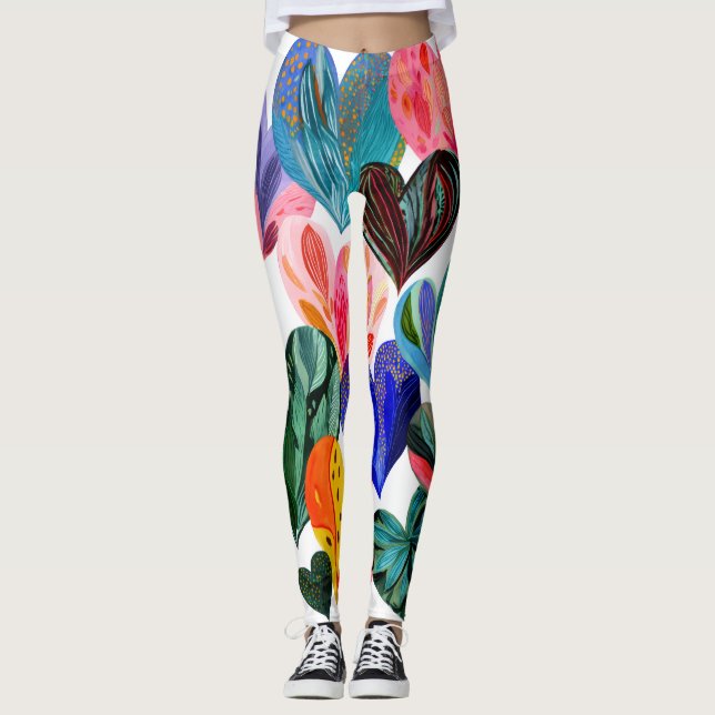 Valentine’s Day Leggings – Romantic Heart Pattern  (Frente)