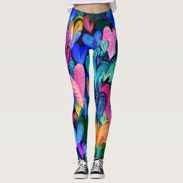 Valentine’s Day Leggings – Romantic Heart Pattern  (Frente)