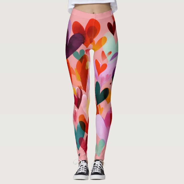 Valentine’s Day Leggings – Romantic Heart Pattern  (Frente)